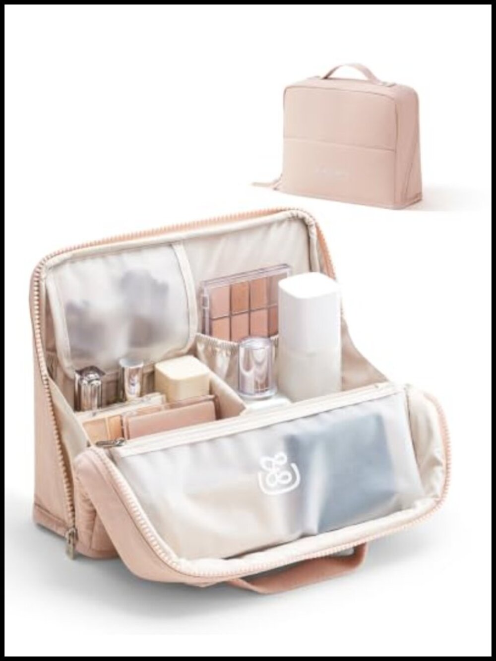 Standing Makeup Bag Waterproof Cosmetic Toiletry Organizer Phone Holder